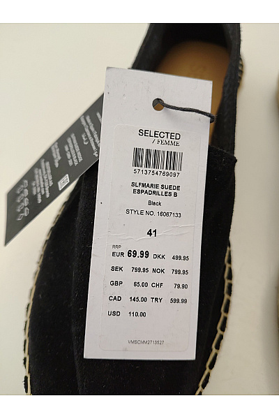 SELECTED Černé dámské semišové espadrilky nazouvací letní Vel. EU 41 | SELECTED | obrázek 10