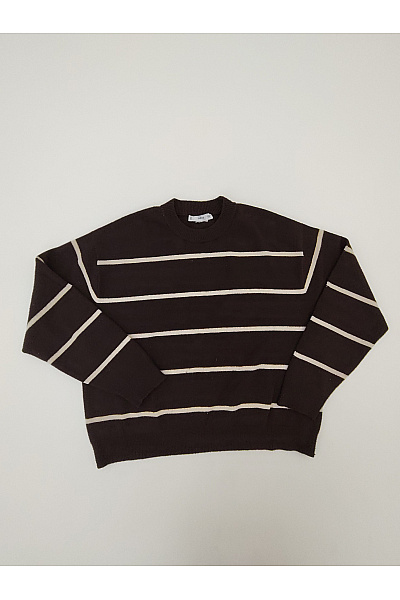 MANGO Pánský hnědý pruhovaný pletený pulovr oversized Vel. US XL | MANGO | obrázek 2