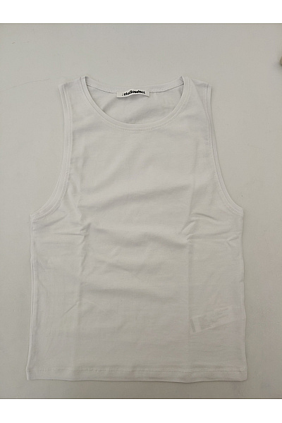 Bílé bavlněné dámské tílko basic s kulatým výstřihem Vel. S | Unimoda | obrázek 2