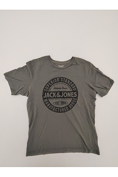 JACK & JONES Pánské khaki bavlněné tričko s krátkým rukávem a potiskem Vel. M | JACK & JONES | obrázek 2