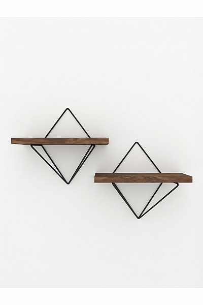 Nástěnné Police Geometrické Hnědé
