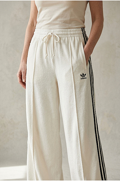 ADIDAS Bílé Bavlněné Tepláky S širokými Nohavicemi A Lampasem Velikost US S