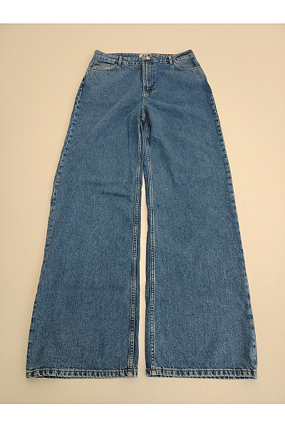 Rare Dámské modré bavlněné džíny wide leg s vysokým pasem Velikost 30 | Rare | obrázek 2