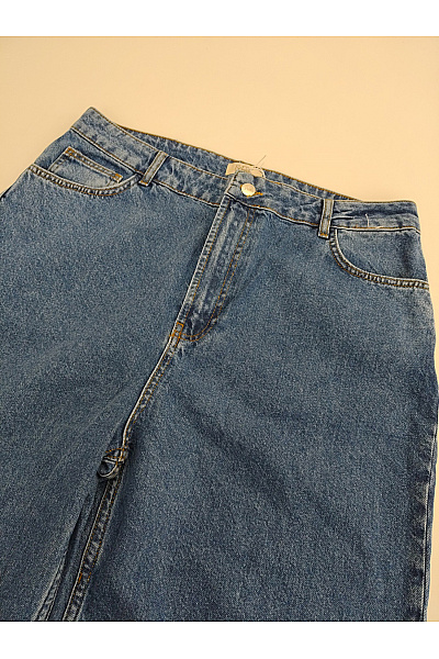 Rare Dámské modré bavlněné džíny wide leg s vysokým pasem Velikost 30 | Rare | obrázek 3