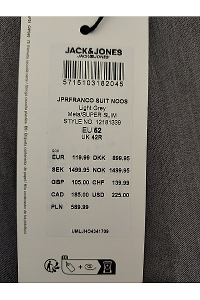 JACK & JONES Pánské šedé společenské kalhoty s puky Velikost EU 52 | JACK & JONES | obrázek 6