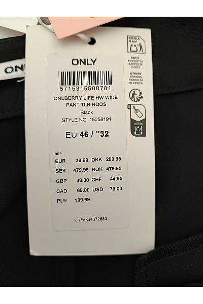 ONLY Černé společenské kalhoty s puky Vel. EU 46 | ONLY | obrázek 6