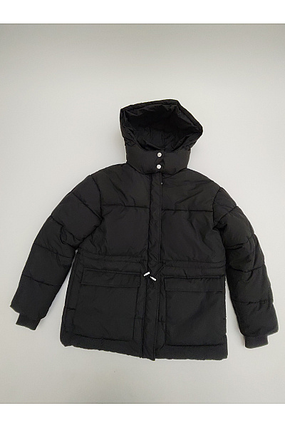 URBAN CLASSICS Dámská černá prošívaná zimní bunda s kapucí puffer Velikost S | URBAN CLASSICS | obrázek 2