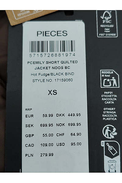 PIECES Dámská prošívaná přechodová bunda hnědá Velikost XS | PIECES | obrázek 7