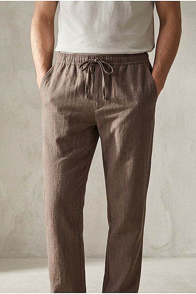JACK & JONES Pánské Hnědé Chino Kalhoty S Kapsami A Pružným Pasem Vel. EU S