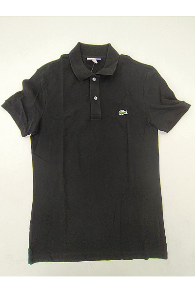 LACOSTE Černé Bavlněné Polo Tričko S Krátkým Rukávem Velikost US M