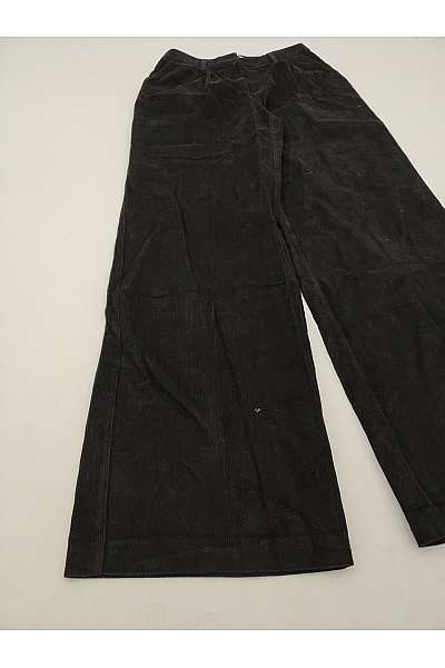 Dámské černé manšestrové kalhoty s vysokým pasem a širokými nohavicemi | Unimoda | obrázek 3