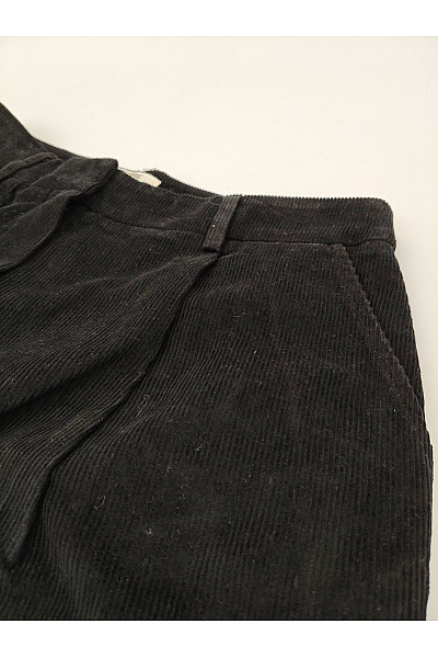 Dámské černé manšestrové kalhoty s vysokým pasem a širokými nohavicemi | Unimoda | obrázek 5