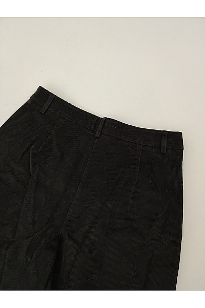 Dámské černé manšestrové kalhoty s vysokým pasem a širokými nohavicemi | Unimoda | obrázek 7