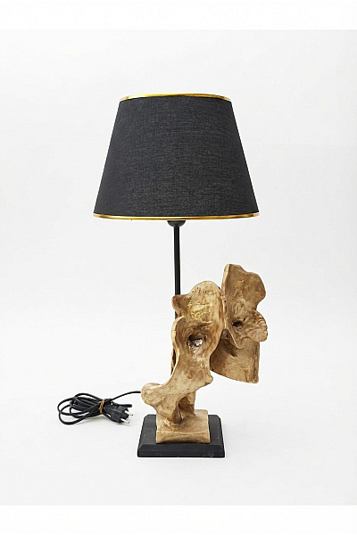 Stolní Lampa S Abstraktním Podstavcem A černým Stínidlem