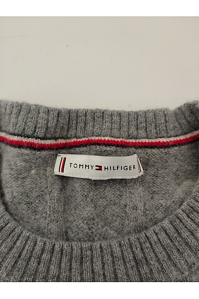 TOMMY HILFIGER Šedý dámský pletený copánkový pulovr s dlouhým rukávem Velikost L | TOMMY HILFIGER | obrázek 5