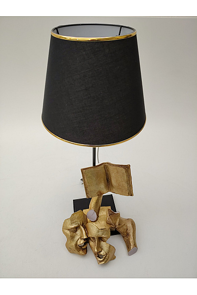 Stolní lampa s motivem tváří a knihy zlatá černá | Unimoda | obrázek 2