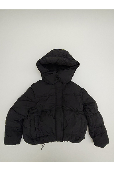 My Haily S Dámská černá Prošívaná Puffer Bunda Kapucí Velikost XS