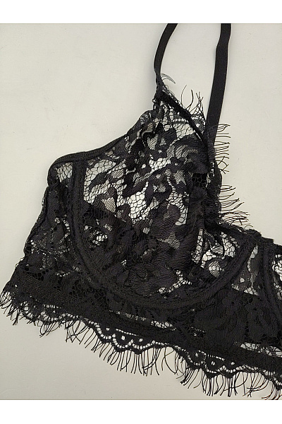 Černá krajková braletová podprsenka s kosticemi | Unimoda | obrázek 3