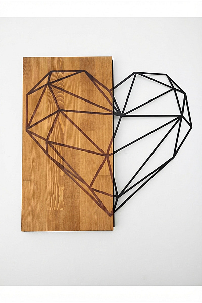 Nástěnná Dekorace Srdce Geometrické Hnědé