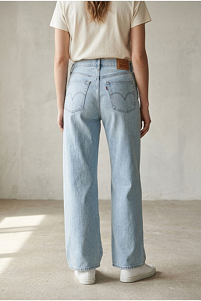 LEVIS Dámské Bavlněné široké Džíny Seprané Velikost 29/31