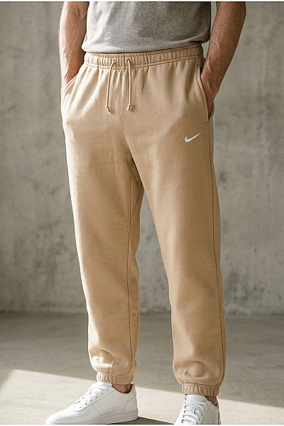 Nike Pánské Bavlněné Tepláky Jogger Béžové Velikost L