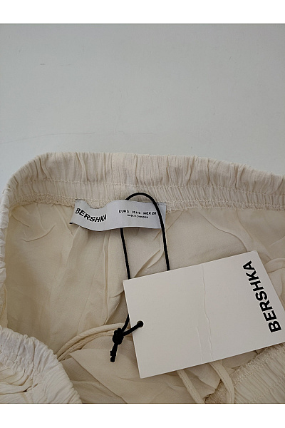 Bershka Béžové dámské široké letní kalhoty palazzo Velikost EU S | Bershka | obrázek 5