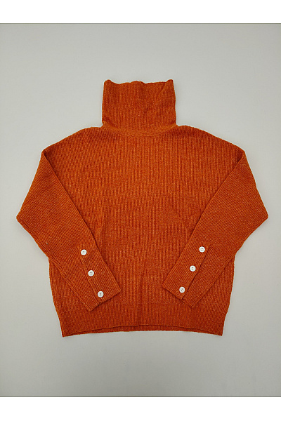 Oranžový dámský pletený rolák s knoflíky na rukávech Vel. M | Unimoda | obrázek 2