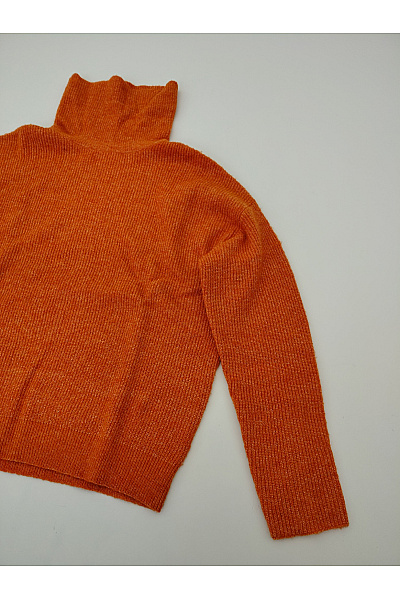 Oranžový dámský pletený rolák s knoflíky na rukávech Vel. M | Unimoda | obrázek 4
