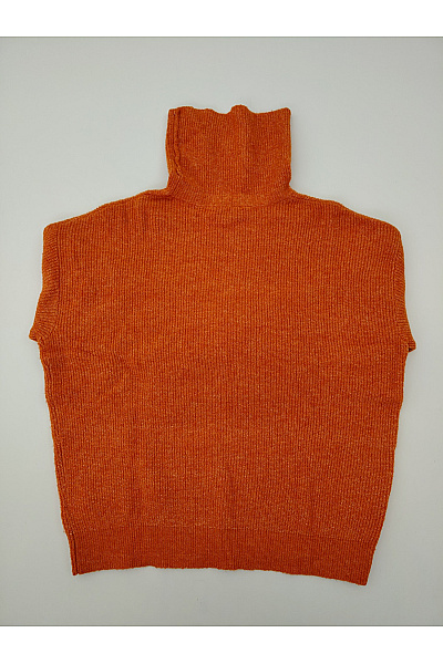 Oranžový dámský pletený rolák s knoflíky na rukávech Vel. M | Unimoda | obrázek 7