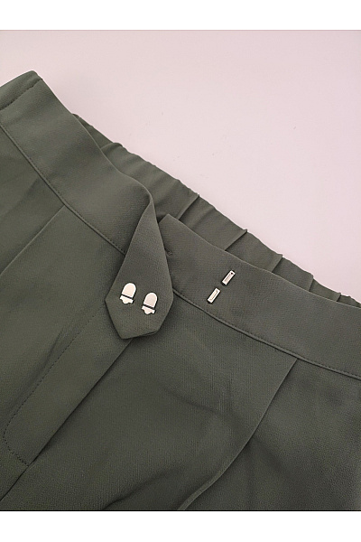 Dámské khaki kalhoty s vysokým pasem a gumou v pase Velikost EU 42 | Unimoda | obrázek 5