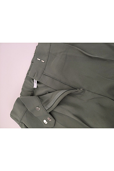 Dámské khaki kalhoty s vysokým pasem a gumou v pase Velikost EU 42 | Unimoda | obrázek 6