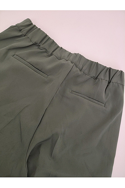 Dámské khaki kalhoty s vysokým pasem a gumou v pase Velikost EU 42 | Unimoda | obrázek 9