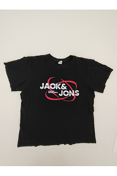 JACK & JONES Pánské černé bavlněné tričko s krátkým rukávem a potiskem Velikost M | JACK & JONES | obrázek 2