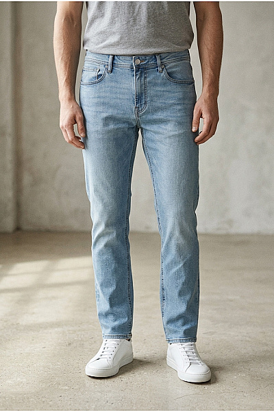 JJ REBEL Pánské Bavlněné Džíny Rovné Seprané Velikost US 31/34