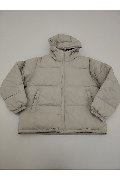 PULL&BEAR Béžová Dámská Zimní Prošívaná Puffer Bunda S Kapucí Vel. EU L