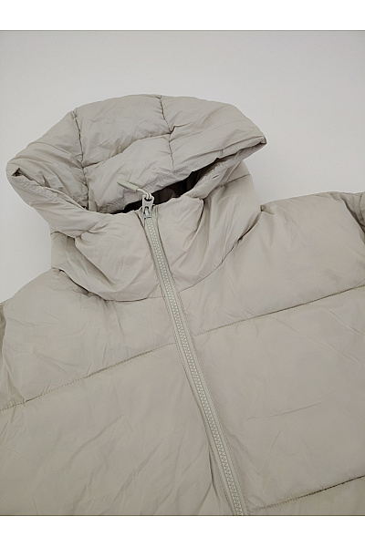 PULL&BEAR Béžová dámská zimní prošívaná puffer bunda s kapucí Vel. EU L | PULL&BEAR | obrázek 2