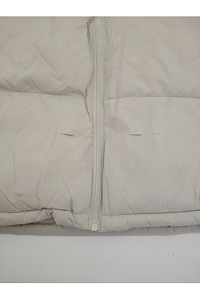 PULL&BEAR Béžová dámská zimní prošívaná puffer bunda s kapucí Vel. EU L | PULL&BEAR | obrázek 4