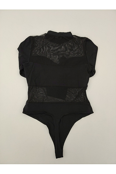 Černé bavlněné body s dlouhým rukávem a síťovanými průstřihy Velikost L | Unimoda | obrázek 8