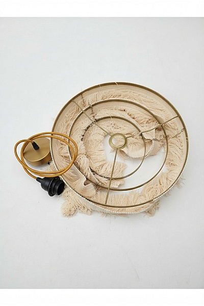 Béžové Závěsné Svítidlo S Třásněmi Boho Styl