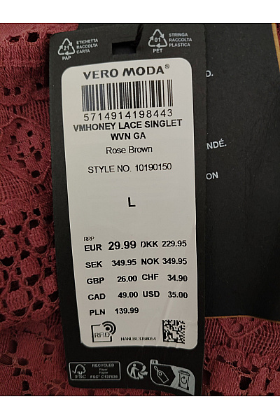 VERO MODA Dámská bavlněná krajková halenka bez rukávů s výstřihem do V Vel. EU L | VERO MODA | obrázek 5
