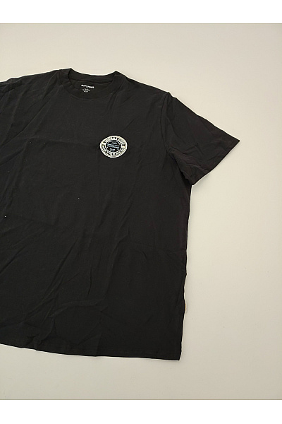 JACK & JONES Pánské černé bavlněné tričko s krátkým rukávem a potiskem Velikost 6XL | JACK & JONES | obrázek 3