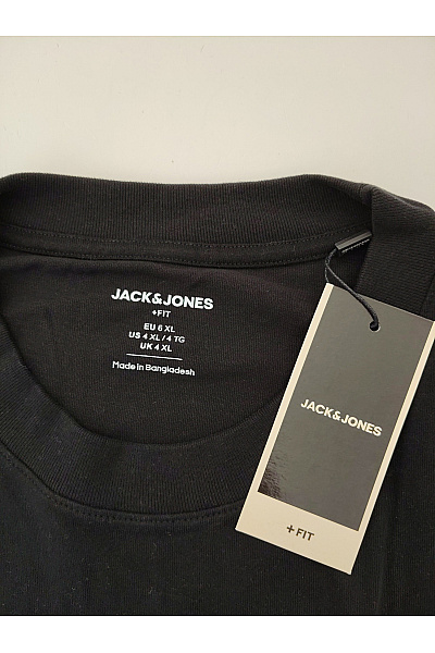 JACK & JONES Pánské černé bavlněné tričko s krátkým rukávem a potiskem Velikost 6XL | JACK & JONES | obrázek 5