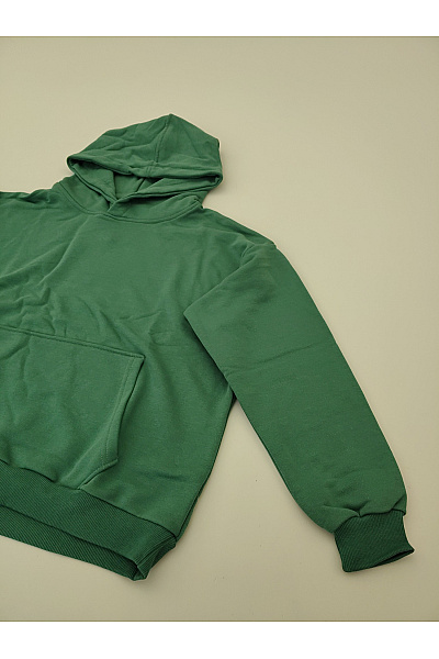 Pánská zelená bavlněná mikina s kapucí a klokaní kapsou oversized Vel. S | Unimoda | obrázek 3