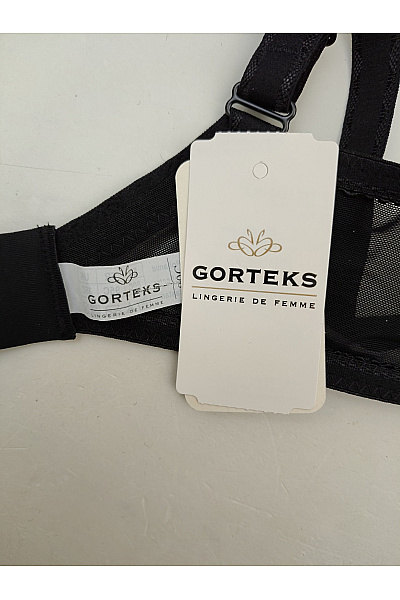 GORTEKS Černá krajková kosticová podprsenka s průsvitnými detaily Velikost EU 80C | GORTEKS | obrázek 7