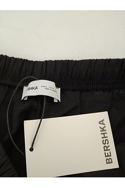 Bershka Černé dámské široké letní kalhoty s vysokým pasem Velikost EU L | Bershka | obrázek 5