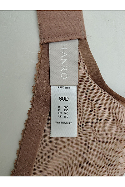 HANRO Hnědá krajková kosticová podprsenka s měkkými košíčky Vel. EU 80D | HANRO | obrázek 8