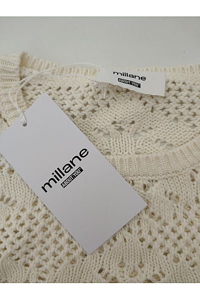 Béžová háčkovaná crop halenka s dlouhými zvonovými rukávy Vel. 38 | Unimoda | obrázek 5