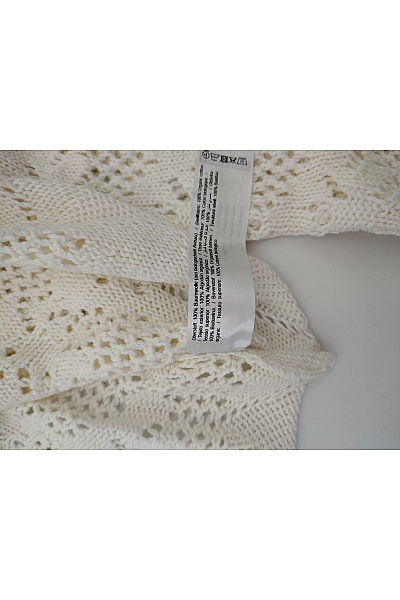 Béžová háčkovaná crop halenka s dlouhými zvonovými rukávy Vel. 38 | Unimoda | obrázek 7