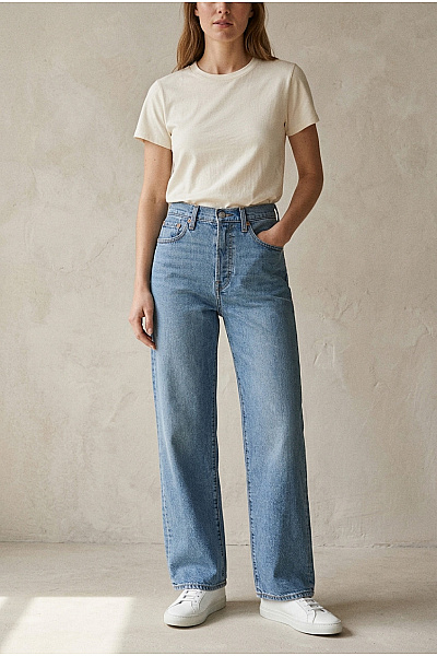 LEVIS Dámské Bavlněné Džíny S Vysokým Pasem Wide Leg Velikost 24 X 32