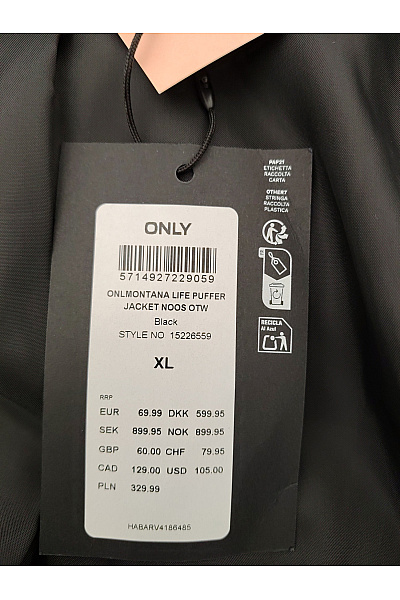 ONLY Dámská černá dlouhá prošívaná zimní bunda s kapucí Velikost XL | ONLY | obrázek 10